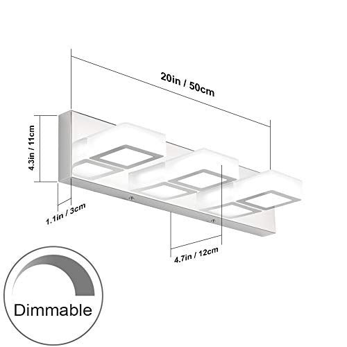 Dimmable LED Vanity Light Modern 3 Light Acrylic Stainless Steel for Bathroom Vanity Lighting Fixtures