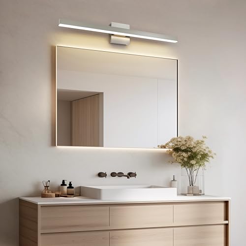 Brushed Nickel Vanity Light for Bathroom Lighting Fixtures Over Mirror Modern Bath Vanity Lights Bar 5CCT Diammable Bathroom Lights 31.5 inch ETL Certificated