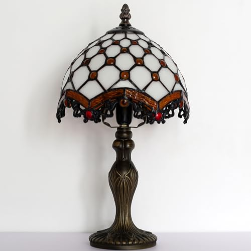 Small Tiffany Table Lamp Stained Glass Memory Lamp Ivory Pearl Style