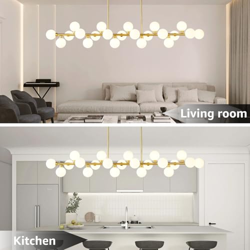 75" L Linear Chandeliers Over Table 22