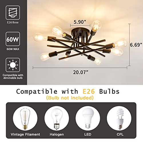 8 Lights Semi Flush Mount Ceiling Light Fixture