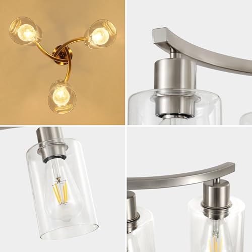 3 Light Brushed Nickel Modern Pendant Light