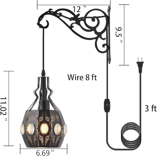 2PK Crystal Plug in Wall Sconce Hanging Lamp Shelf Dimmable Wall Sconces Adjustable Wall Lights with Wall Sconces Wall Mount Plug in Lamps for Bedroom Living Room (2 Count)
