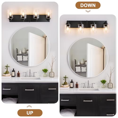 4 Light Matte Black Bathroom Vanity Light