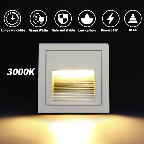 120V Indoor Outdoor Recessed Step Lights for Stair Warm White 8Pack (4 Count)