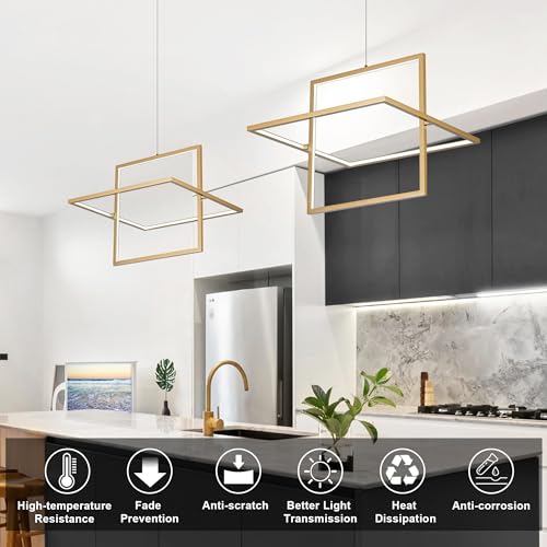 Modern Gold LED Square Hanging Pendant Chandelier