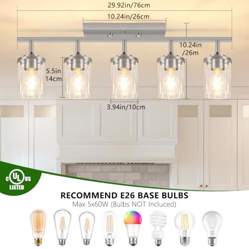 5 Lights Brushed Nickel Track Ceiling Light Fixtures