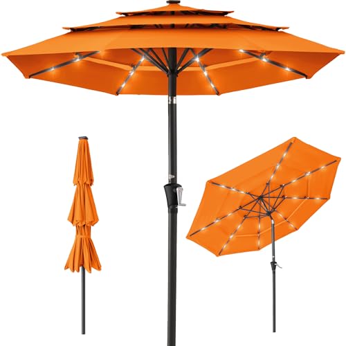 10ft 3 Tier Solar Patio Umbrella