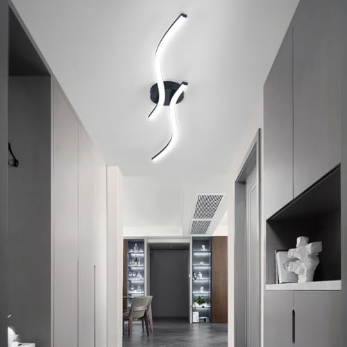 28W Linear Ceiling Light Black Modern LED Ceiling Light Fixture 6000K Aluminum 39.37Inch Long Ceiling Lamp for Hallway