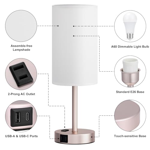 17.4" Antique White Lamp for Bedroom