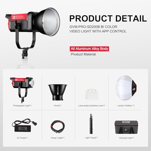 GVM 200W LED Video Light with Lantern Softbox