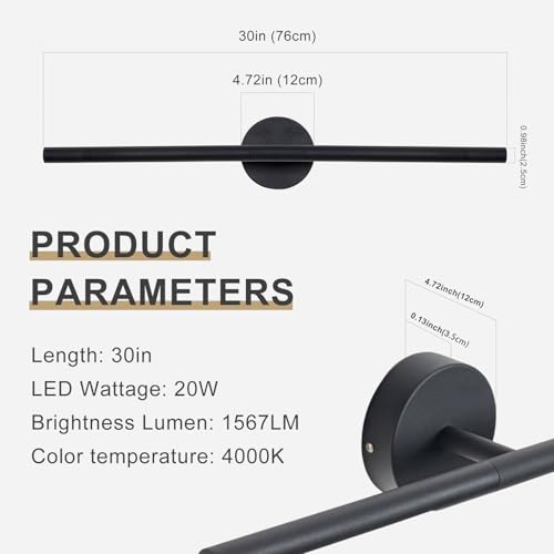 Matte Black Bathroom Light Fixtures Over Mirror 30 Inch