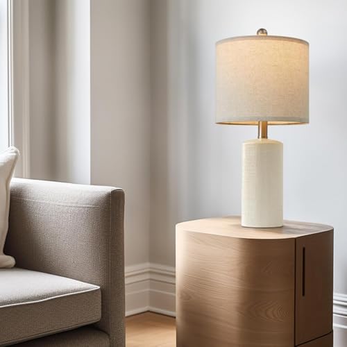 20.25'' Ceramic Table lamps Set of 2 Small Farmhouse Bedside Lamp White (2 Count)