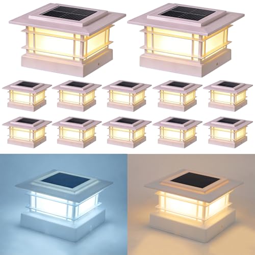 4x4 Solar Post Cap Lights Outdoor with 2 Color Modes (12 Count)