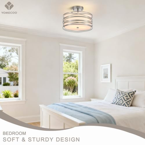 12.2" Chrome Semi Flush Mount Ceiling Light
