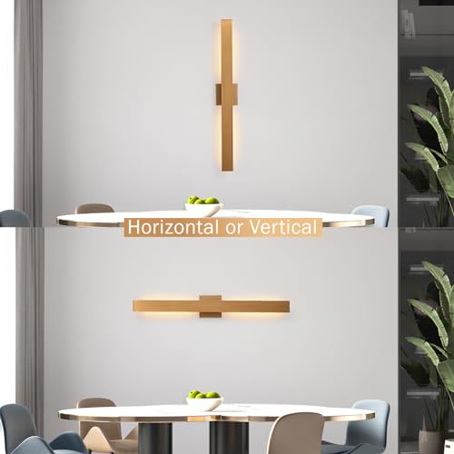 Gold LED Outdoor Wall Lights 34in Modern Exterior Light Fixture 3000K Waterproof Aluminum & Glass Outside Lights for House Front Door Patio