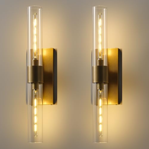 Bathroom Sconces Brass Sconces 22.8in Glass Sconces Dimmable