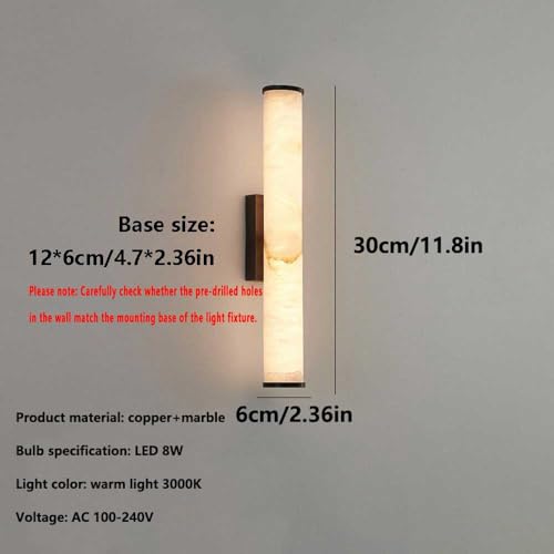 Spanish Natural Marble Wall Sconces Strip Alabaster Wall Lighting All Copper Indoor Nordic Sconce Wall Lamps for Bedroom Staircase Living Room Corridor