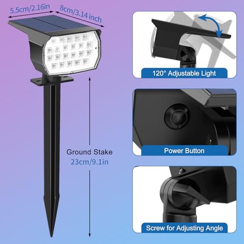 Solar Color Changing Spot Lights Outdoor Waterproof Colored RGB Solar Powered Landscape Lights for Yard 7 Lighting Modes Multicolor Solar Spotlights for Pathway Garden Outside (10 Count)