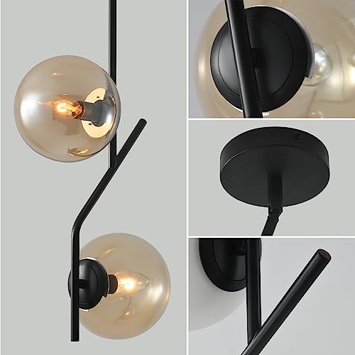Lighting Pendant Light with Amber Glass Lampshade Mid Century Pendant Light Fixture Modern Chandelier for Kitchen Island
