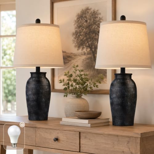 Ceramic Table Lamps Set of 2 for Living Room (2 Count)