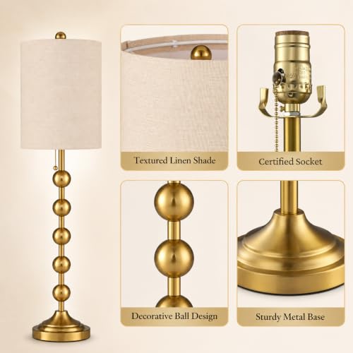 30" Tall Buffet Gold Lamps Set of 2 for Living Room