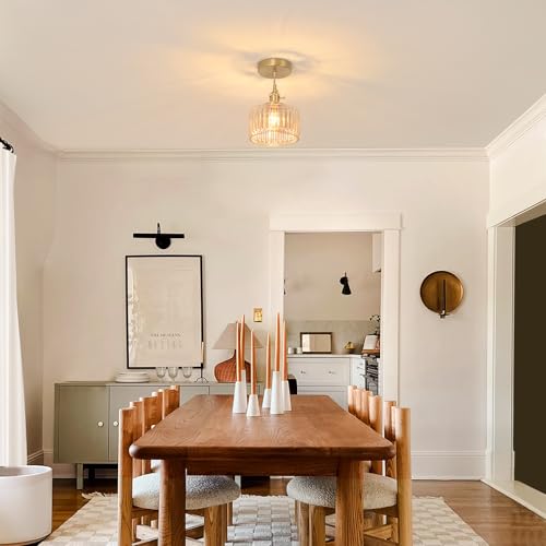 Pendant Light with Amber Striped Glass Lmapshade