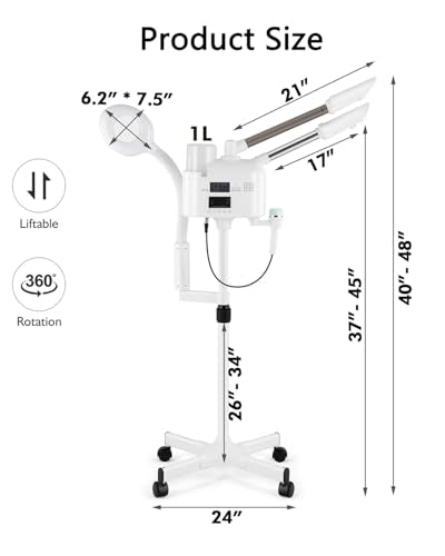 Professional Facial Steamer with 5X LED Magnifying Lamp 4 in 1