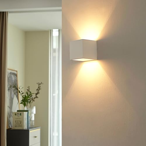 4.5" White Plaster Wall Sconce Wall Decor