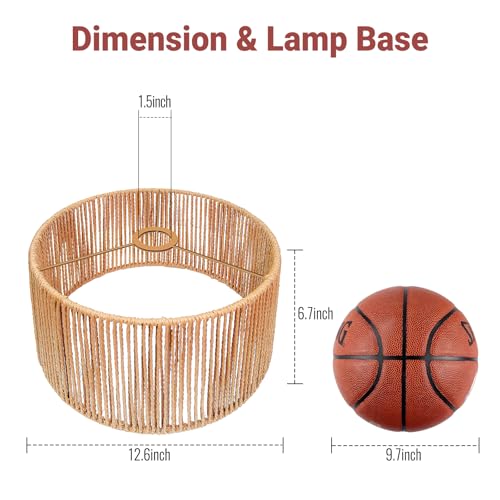 Hanging Light Rattan Lamp Shades Boho Lamp Shade 12.6in x 6.7in