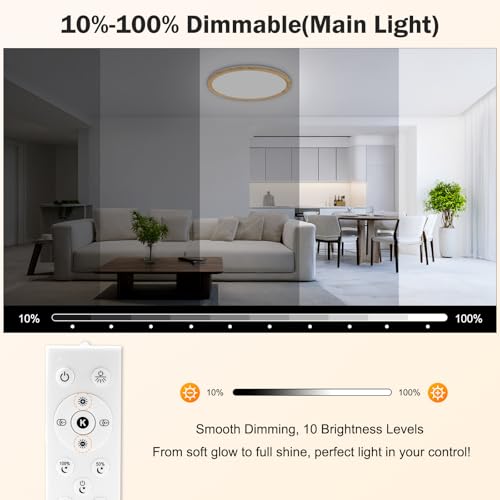 15Inch LED Flush Mount Ceiling Light with Remote Control