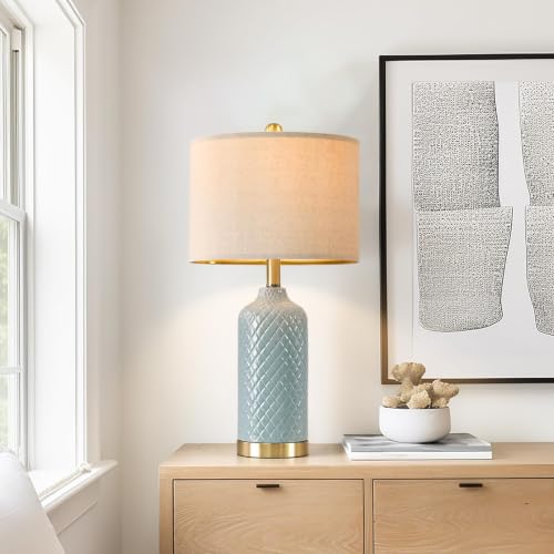 24.25" Modern Ceramic Blue Table Lamps Set of 2 for Living Room Bedroom (2 Count)