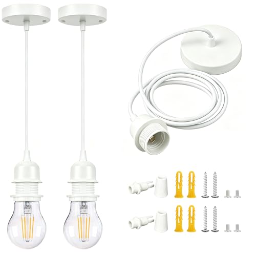 UL Listed]White Pendant Light Kit Industrial