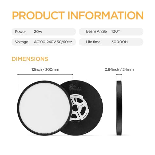 Flush Mount LED Ceiling Light Fixture Black