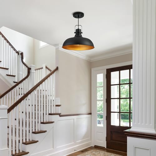 Black Farmhouse Pendant Lights for Kitchen Island 16 Inch