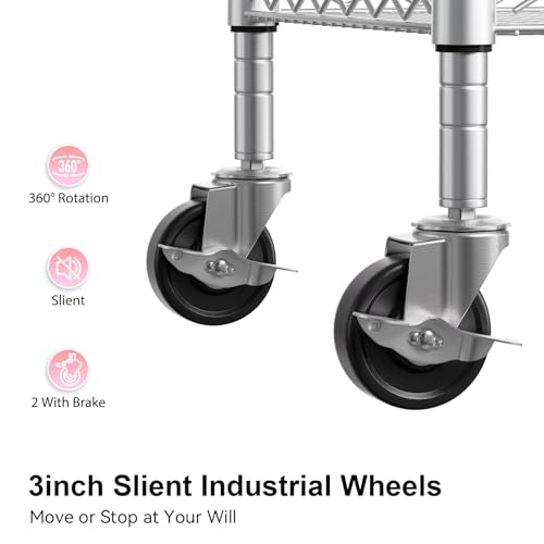 3 Tier Rolling Kitchen Carts with Wheels