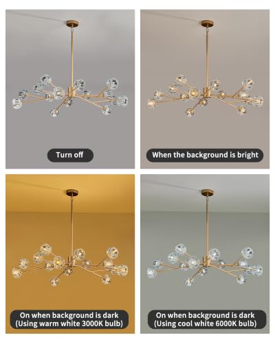Gold Sputnik Chandeliers for Dining Room Light Fixture Over Table