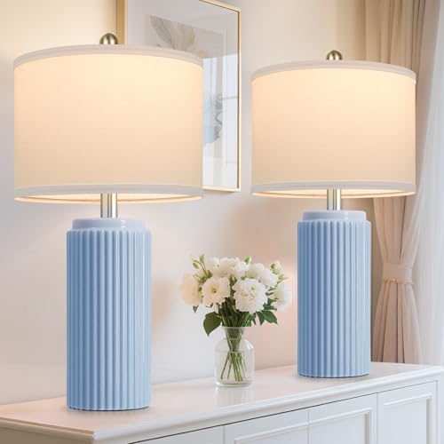 23.5’’ Sky Blue Farmhouse Table Lamps for Living Room Set of 2 (2 Count)