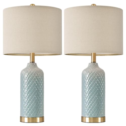24.25" Modern Ceramic Blue Table Lamps Set of 2 for Living Room Bedroom (2 Count)
