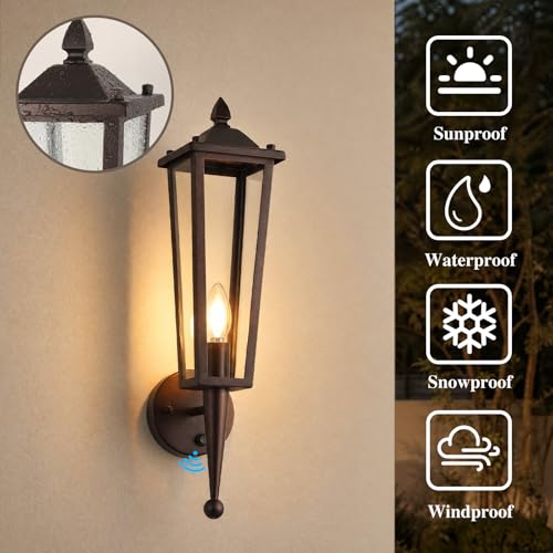 Oil Rubbed Bronze Dusk to Dawn Outdoor Wall Lights 2 Pack (2 Count)