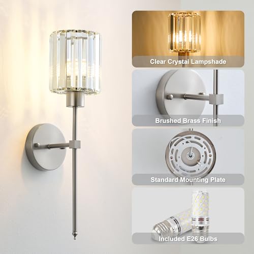 Hardwired Crystal Wall Sconces Set of 2