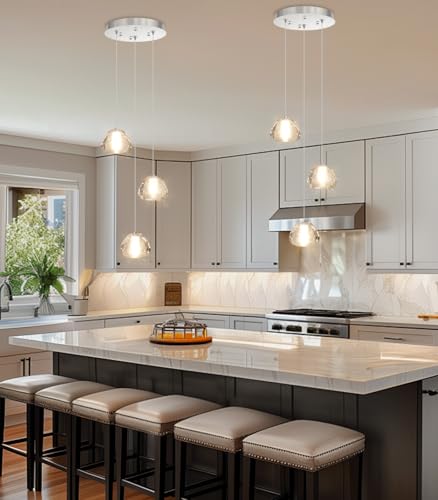 Modern Chandelier Crystal Pendant Light for Kitchen Island Dining Room Bedroom Hallway Silver