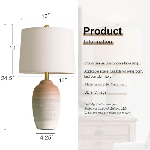 24.5" Ceramic Table Lamp with 5FT Cord