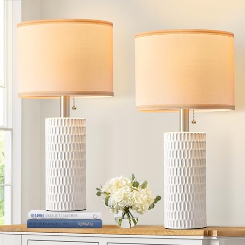 20" Modern Ceramic Table Lamps for Bedroom Set of 2 (2 Count)