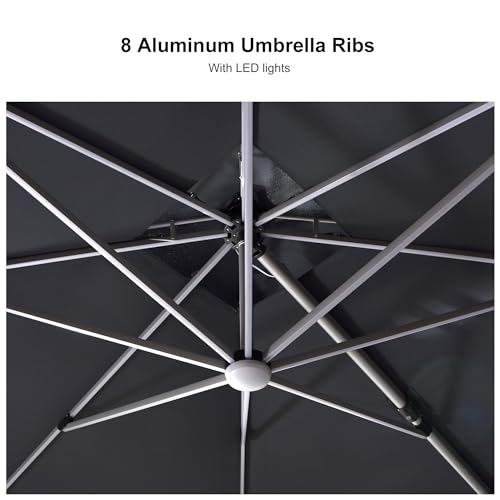 Patio Umbrella wtih Base 10'X10' Double Top LED Light