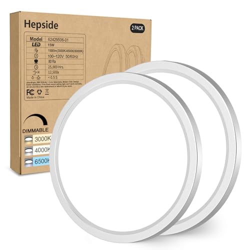 2Pack Dimmable Flush Mount Ceiling Light Fixture Brushed Nickel
