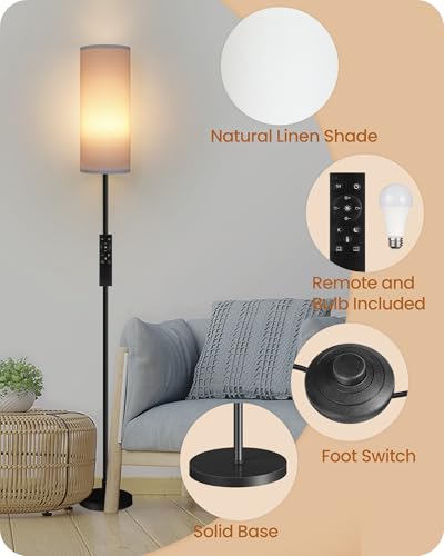 Set of 2 Dimmable Floor Lamps for Living Room with 2 Remotes and Foot Switch (2 Count)