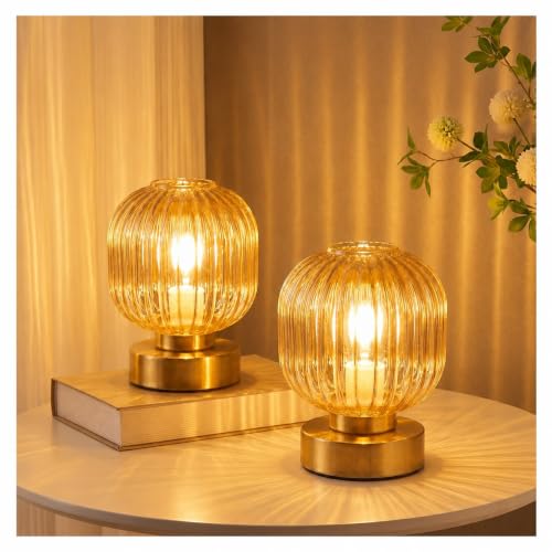 Amber Touch Glass Table Lamp Set of 2 (2 Count)