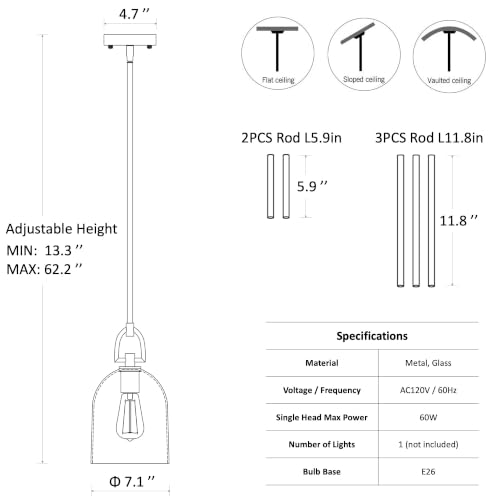 Modern Black Pendant Lights Kitchen Island 2 (2 Count)