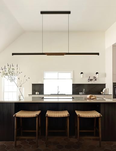 79" Modern Black Linear Pendant Light